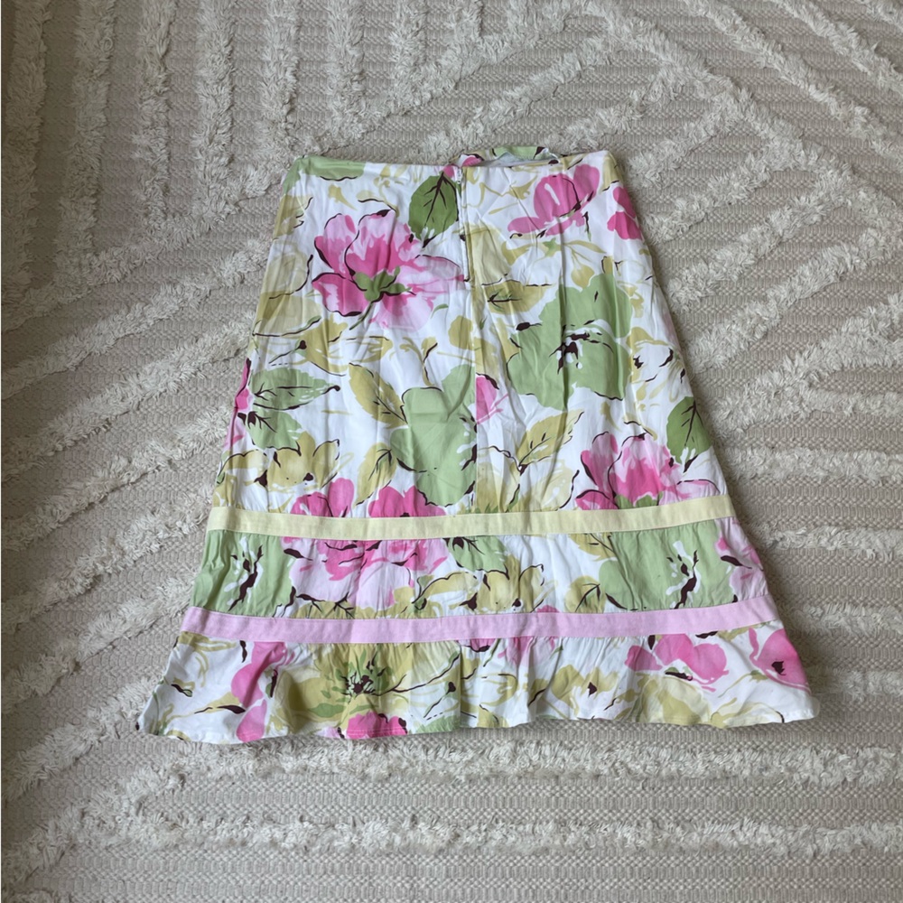 y2k Final Touch White and Yellow Midi Skirt